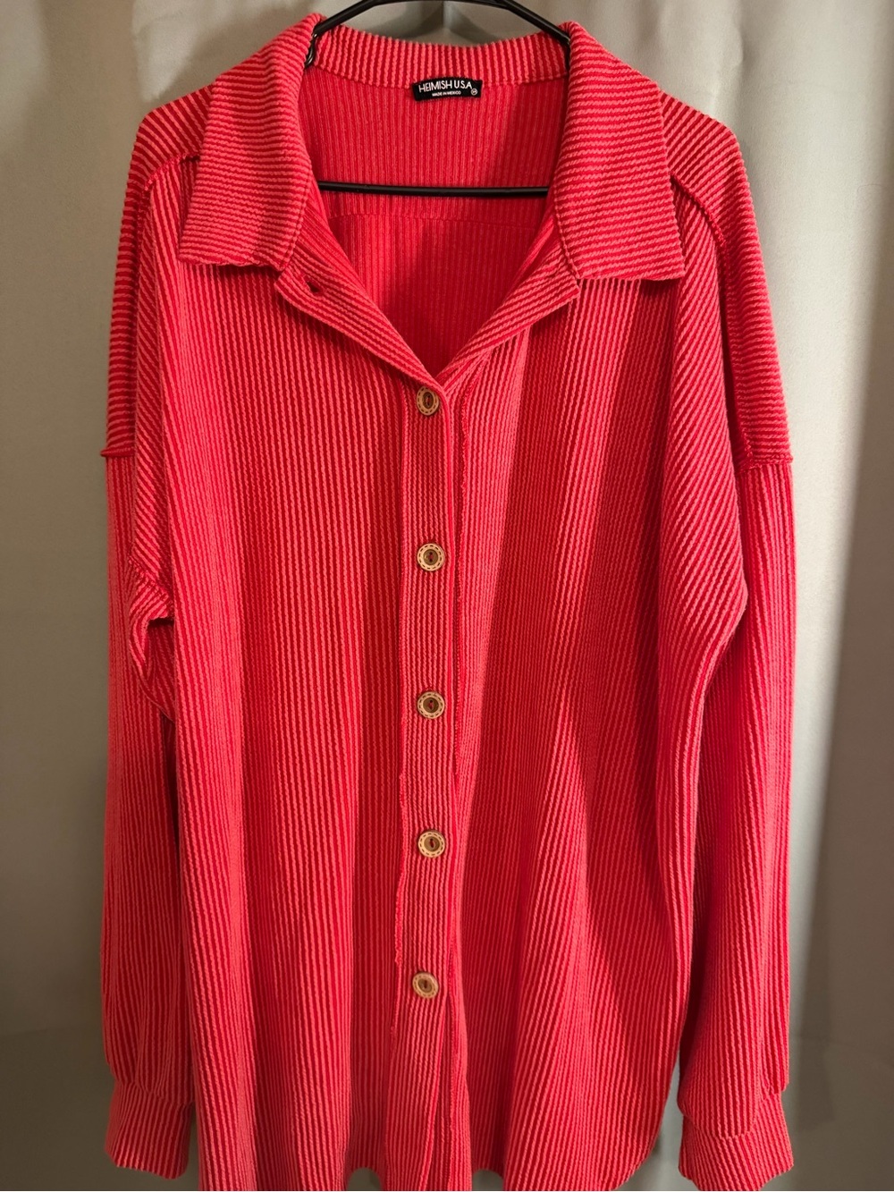 HEIMISH USA Red Ribbed Button-Down Shirt